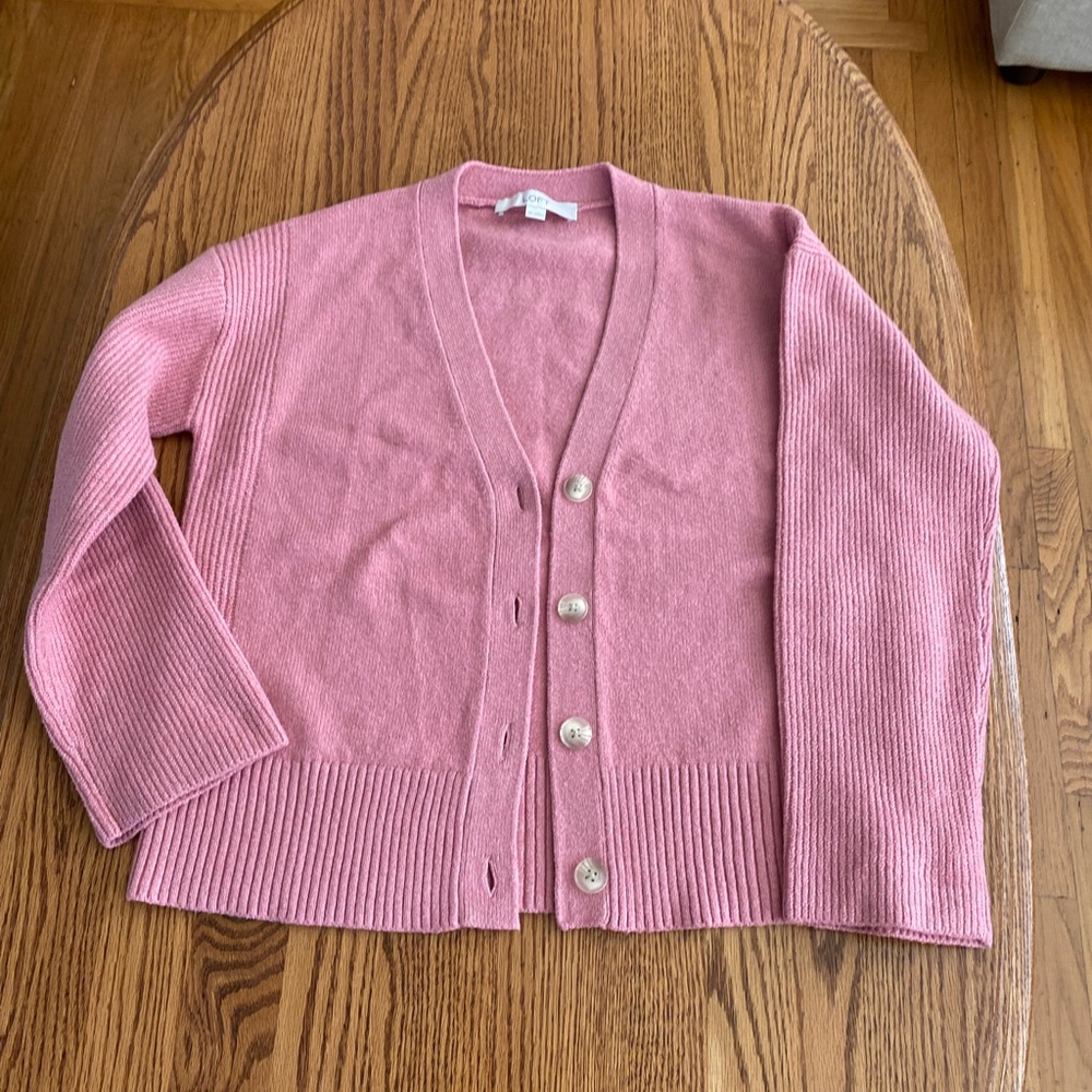 LOFT Pink Button-Up Cardigan Sweater